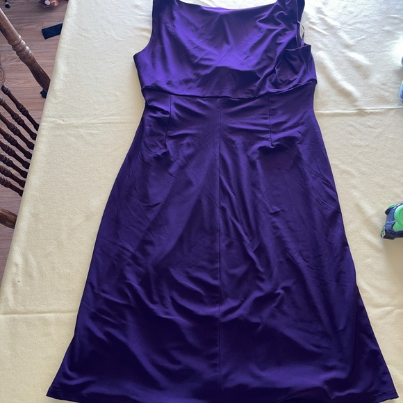 Vtg Lauren Ralph Lauren Dress Sheath Magenta Stretch Ruched V-Neck Size 14 - Picture 10 of 10